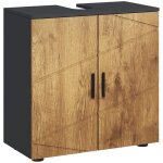 Kleankin meuble sous lavabo meuble de salle de bain 2 portes avec �tag�re r�glable armoire de rangement ...