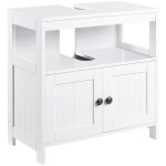 Kleankin meuble sous lavabo - meuble de salle de bain - 2 portes rainures avec tagre ouverte - poignes ...