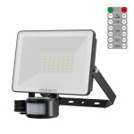 Knofarm 30w 3000lm projecteur led extrieur blanc 6000k avec dtecteur de mouvement - ir tlcommande ...