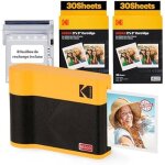 Kodak mini 3 era 4pass imprimante photo portable (76x76cm) (noir lot accessoire avec 68 feuilles)