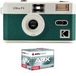 Kodak pack f9 argentique + pellicule apx 100 36 poses - appareil photo kodak rechargeable 35mm vert objectif ...