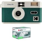Kodak pack f9 argentique + pellicule apx 400 36 poses - appareil photo kodak rechargeable 35mm vert objectif ...