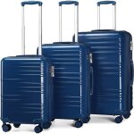 British traveller set de 3 valises rigide trolley bagages (54 / 64 / 74cm)valise de voyage en abs avec ...