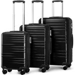 British traveller set de 3 valises rigide trolley bagages (54 / 64 / 74cm)valise de voyage en abs + pc ...
