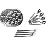 S&d ku6097 coffret d�gustation escargots service 4 personnes assiettes fourchettes et pinces gris inox ...