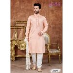 Kurta indien homme - ahmed - rose - broderies - manches longues - col arrondi