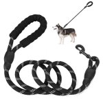 Laisse pour chien meidong - corde 2m - poign�e rembourr�e - r�fl�chissante - noir