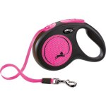 Laisse sangle - trixie - 209326 - flexi new neon - 5 m - rose fluo