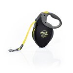 Laisse sangle trixie flexi giant - taille m - 8m - noir et jaune fluo