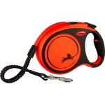 Laisse sangle trixie flexi xtreme - taille l - 8m - noir et orange