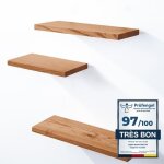 Lamo manufaktur 3 tagres murale en bois avec fixation invisible 42 - 36 - 30cm set 3 tagres bord ...