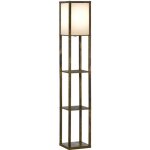 Lampadaire �tag�re homcom bois 26x26x160cm marron