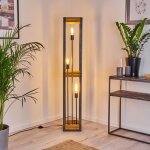 Lampadaire - hofstein - apia - bois et m�tal argent� - style vintage - 3 ampoules e27