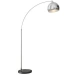 Lampadaire - homcom - lampe salon arc abat - jour argent� e27 40 w pied marbre - m�tal - noir gris