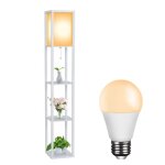 Lampadaire en bois lampe sur pied avec 3 niveaux etagères und e27 base lampadaire étagère blanc ampoule ... Lampadaire en bois lampe sur pied avec 3 niveaux etagères und e27 base lampadaire étagère blanc ampoule ...