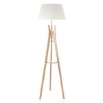 Lampadaire tr�pied kalo 156cm naturel & blanc