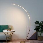 Lampadaire courbé led dimmable laiton mat 184 cm - thalia Lampadaire courbé led dimmable laiton mat 184 cm - thalia