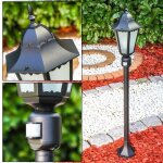 Lampadaire dext�rieur - hofstein - fabiano - d�tecteur de mouvement - aluminium noir mat - vintage