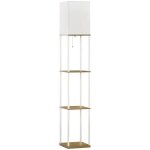 Lampadaire en bois - homcom - design moderne salon avec 3 �tag�res douille e27 ampoule non inclus d�coration ...