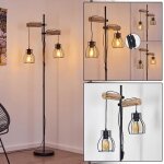 Lampadaire - hofstein - gondo - bois et m�tal noir - 2 lampes pendantes - style r�tro - industriel
