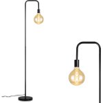 Lampadaire homefire e27 vintage avec interrupteur � pied - fer - noir - 157 x 22 x 22 cm - design industriel ...