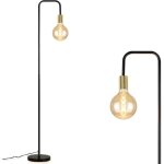 Lampadaire homefire vintage e27 - m�tal - noir or - 157 x 285 x 22 cm - avec interrupteur � pied - pour ...