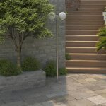 Lampadaire de jardin - vidaxl - 2 lampes - led - acier inoxydable et verre - blanc
