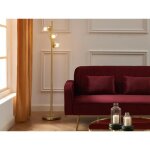 Lampadaire en laiton brossé et 3 globes en verre vintage - l. 32 x h. 148 cm - doré - yukon Lampadaire en laiton brossé et 3 globes en verre vintage - l. 32 x h. 148 cm - doré - yukon