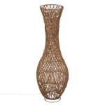 Lampadaire lampe  poser en rotin tress coloris beige et mtal noir - diamtre 375 x hauteur 1015 cm ...