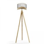 Lampadaire en manguier massif et rotin - oviala