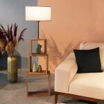 Lampadaire mansfield avec tagre hauteur 140 cm e27 effet bois - noir - crme [lux. pro]