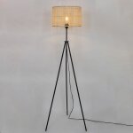 Lampadaire - sampa - bora - 150cm - m�tal noir et rotin naturel - compatible led