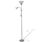 Lampadaire - mothinessto - ly3307 - acier gris - 180 cm - 2 interrupteurs
