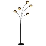 Lampadaire - mothinessto - simplicitate - noir et dor� - acier + feuille dor - 200 cm
