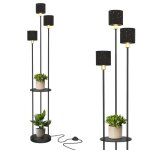 Lampadaire sur pied salon 160 cm 3 abat - jours interrupteur au pied culot dampoule e14 lampe sur pied ...