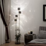 Lampadaire sur pied salon 160 cm avec 4 abat - jours et Étagères culot dampoule e14 lampe sur pied noir ... Lampadaire sur pied salon 160 cm avec 4 abat - jours et Étagères culot dampoule e14 lampe sur pied noir ...