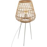 Lampadaire tr�pied en bambou - h 76 cm - beige