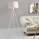 Lampadaire trpied manchester e27 mtal textile hauteur 150 cm blanc argent