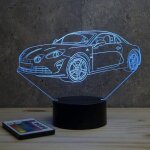 Lampe 3d alpine renault a110 berlinette ? avec t�l�commande 16 couleurs + 4 modes automatiques ? fabriqu� ...