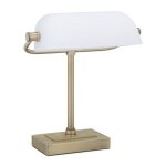 Relaxdays lampe de banquier abat - jour verre inclinable pied en mtal bureau e14 rtro bibliothque ...