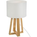 Lampe  poser - paris prix - scandinave - bois massif - coton - 35cm blanc