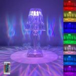 Lampe de bureau diamant 12 couleurs led lampe de bureau en cristal acrylique lampe de chevet lampe de ...