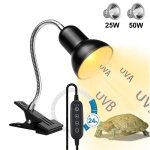Lampe chauffante tortue avec minuterie 25w 50w - uva uvb lampe reptiles et amphibiens pour aquarium 360 ...