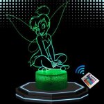 Lampe de chevet 3d led fe clochette veilleuse changement de couleurs lampe tactile bureau et chambre ...