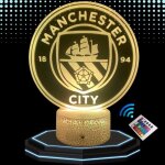 Lampe de chevet 3d led manchester city football veilleuse changement de couleurs lampe tactile bureau ...