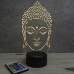 Lampe 3d t�te de bouddha ? avec t�l�commande 16 couleurs + 4 modes auto ? fabriqu� en france - lampe ...