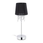 Relaxdays lampe de table abat - jour en organza pied rond lampe de chevet h x d 41 x 145 cm noir / argent ...