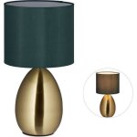 Relaxdays lampe de chevet tactile moderne h x d : 34 x 18 cm e14 lumi�re avec abat - jour en tissu dor� ...