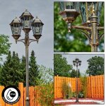 Lampe dext�rieur - hofstein - viano - cand�labre 3 branches - aluminium et verre - marron / or