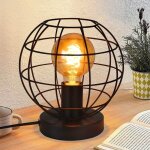 Lampe � poser homefire e27 cage d�co industrielle - 20 x 11. 9 x 19 cm - forme boule - fer - noir